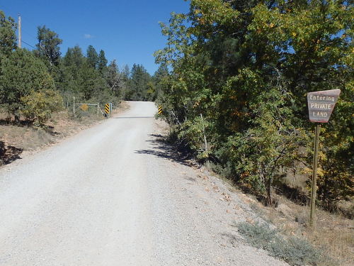 GDMBR: We're about to enter a public road across private properties.